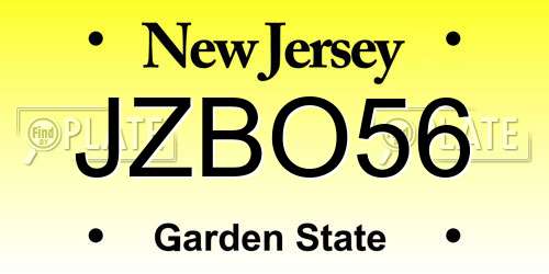 JZBO56 New Jersey License Plate
