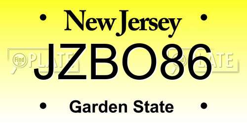 JZBO86 New Jersey License Plate