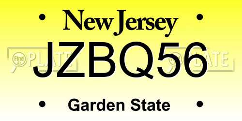 JZBQ56 New Jersey License Plate