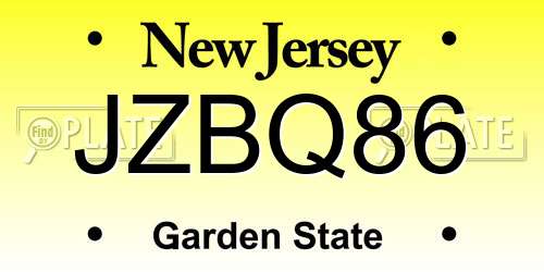 JZBQ86 New Jersey License Plate