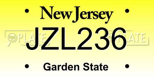 JZL236 New Jersey License Plate