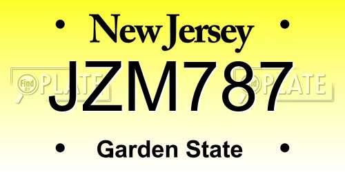 JZM787 New Jersey License Plate