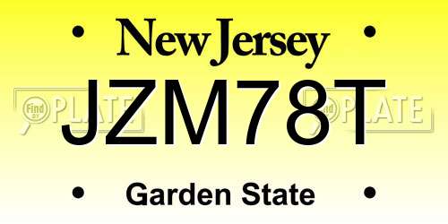 JZM78T New Jersey License Plate
