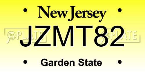 JZMT82 New Jersey License Plate