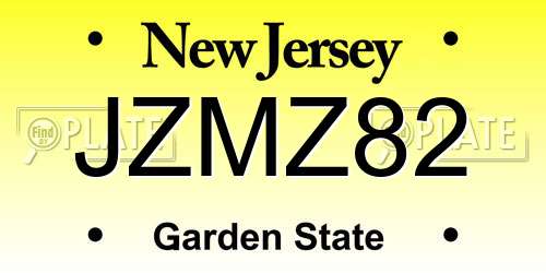 JZMZ82 New Jersey License Plate