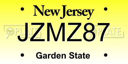 JZMZ87 New Jersey License Plate