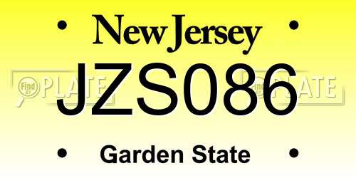 JZS086 New Jersey License Plate