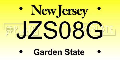 JZS08G New Jersey License Plate