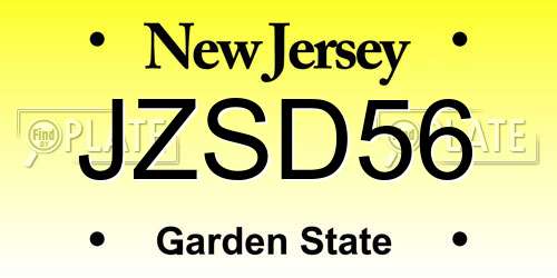 JZSD56 New Jersey License Plate