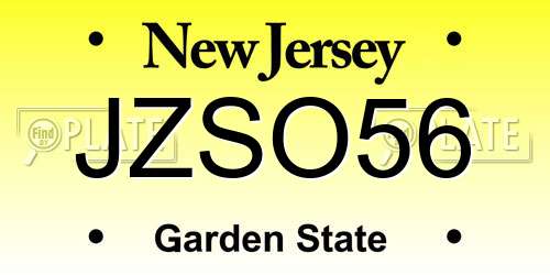 JZSO56 New Jersey License Plate