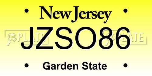 JZSO86 New Jersey License Plate