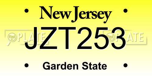 JZT253 New Jersey License Plate