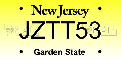 JZTT53 New Jersey License Plate