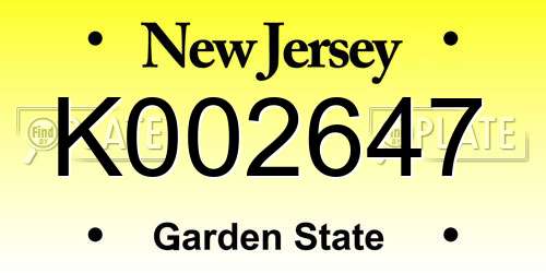 K002647 New Jersey License Plate