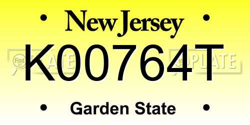 K00764T New Jersey License Plate