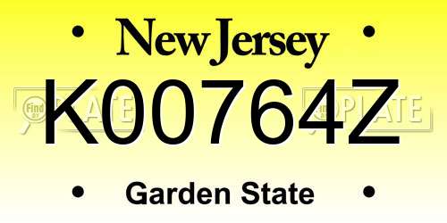 K00764Z New Jersey License Plate