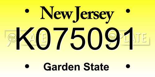 K075091 New Jersey License Plate