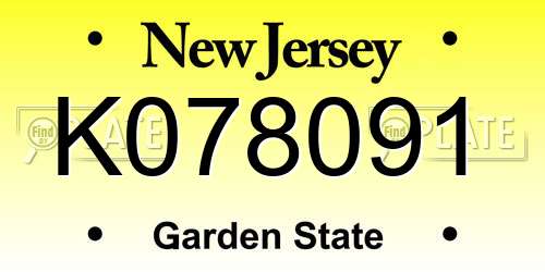 K078091 New Jersey License Plate