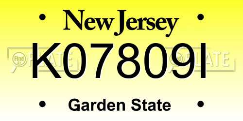 K07809I New Jersey License Plate