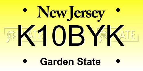 K10BYK New Jersey License Plate