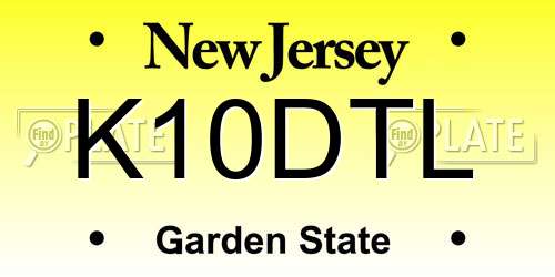 K10DTL New Jersey License Plate
