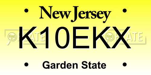 K10EKX New Jersey License Plate
