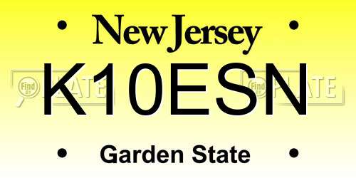 K10ESN New Jersey License Plate