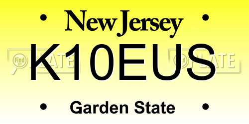 K10EUS New Jersey License Plate