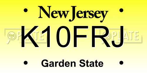 K10FRJ New Jersey License Plate