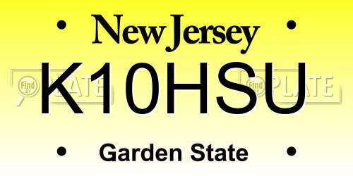 K10HSU New Jersey License Plate