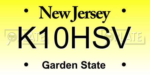 K10HSV New Jersey License Plate