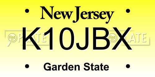 K10JBX New Jersey License Plate