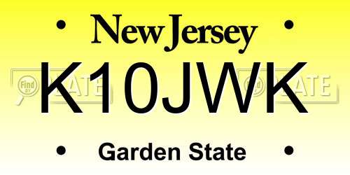 K10JWK New Jersey License Plate