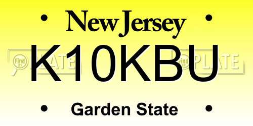 K10KBU New Jersey License Plate