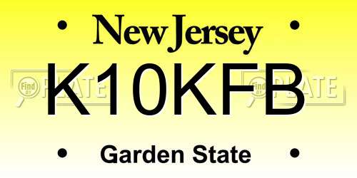 K10KFB New Jersey License Plate