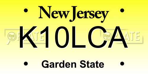 K10LCA New Jersey License Plate