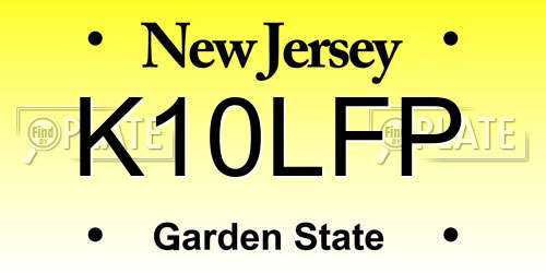 K10LFP New Jersey License Plate