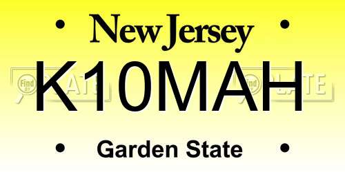 K10MAH New Jersey License Plate