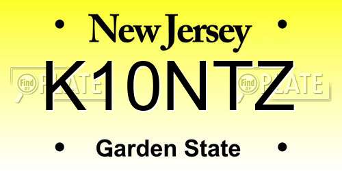 K10NTZ New Jersey License Plate