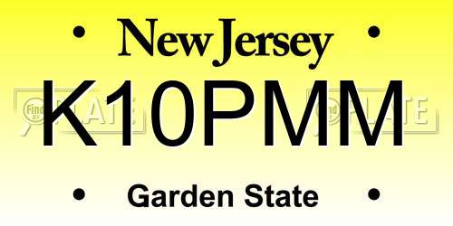 K10PMM New Jersey License Plate