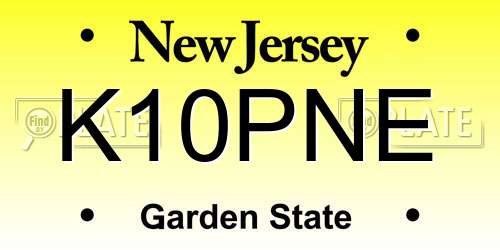 K10PNE New Jersey License Plate