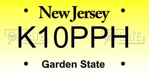 K10PPH New Jersey License Plate