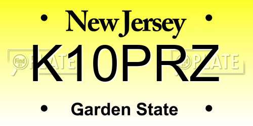 K10PRZ New Jersey License Plate