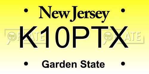 K10PTX New Jersey License Plate