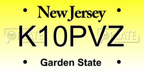K10PVZ New Jersey License Plate