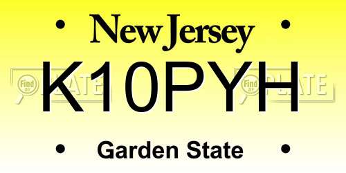 K10PYH New Jersey License Plate