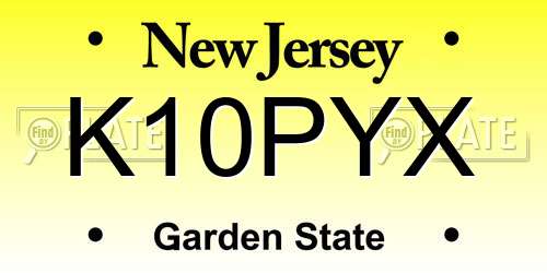 K10PYX New Jersey License Plate
