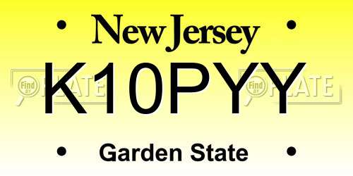 K10PYY New Jersey License Plate