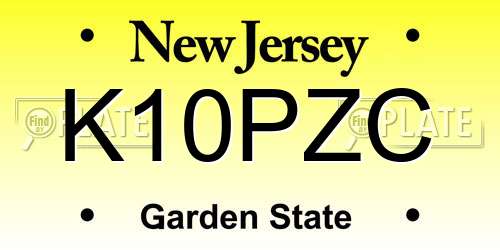 K10PZC New Jersey License Plate