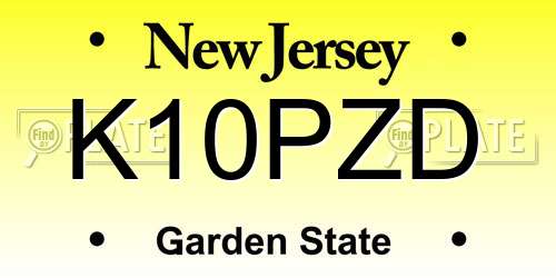K10PZD New Jersey License Plate